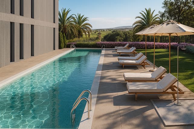 Nature scene with trees and water